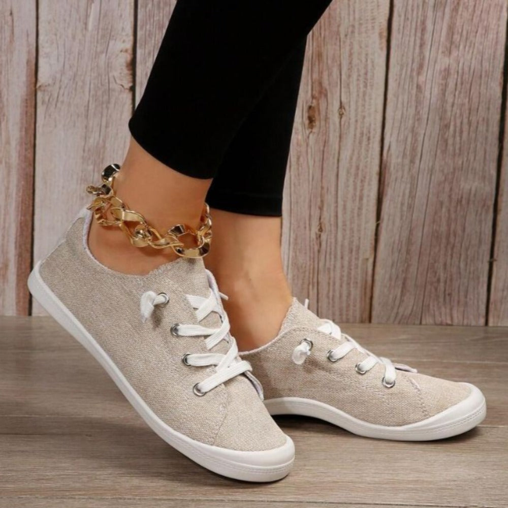 Women Lace Up Design Casual Shoes, Sporty Outdoor Faux Suede Slip-on Shoes