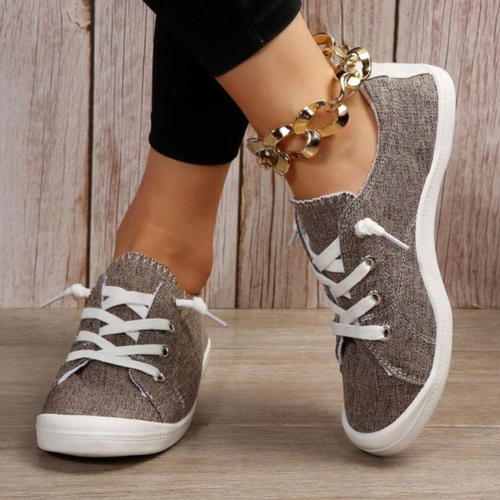 Women Lace Up Design Casual Shoes, Sporty Outdoor Faux Suede Slip-on Shoes