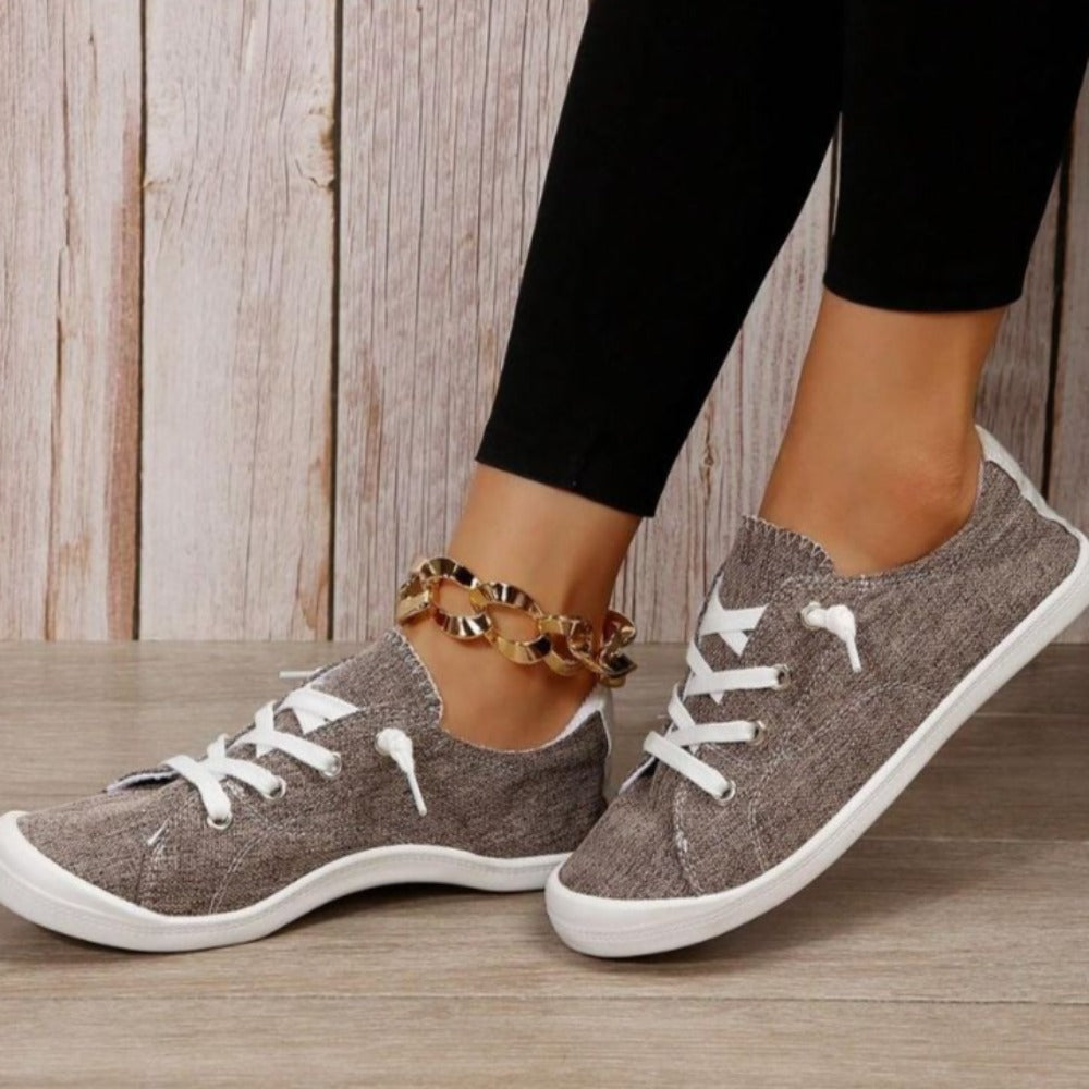 Women Lace Up Design Casual Shoes, Sporty Outdoor Faux Suede Slip-on Shoes