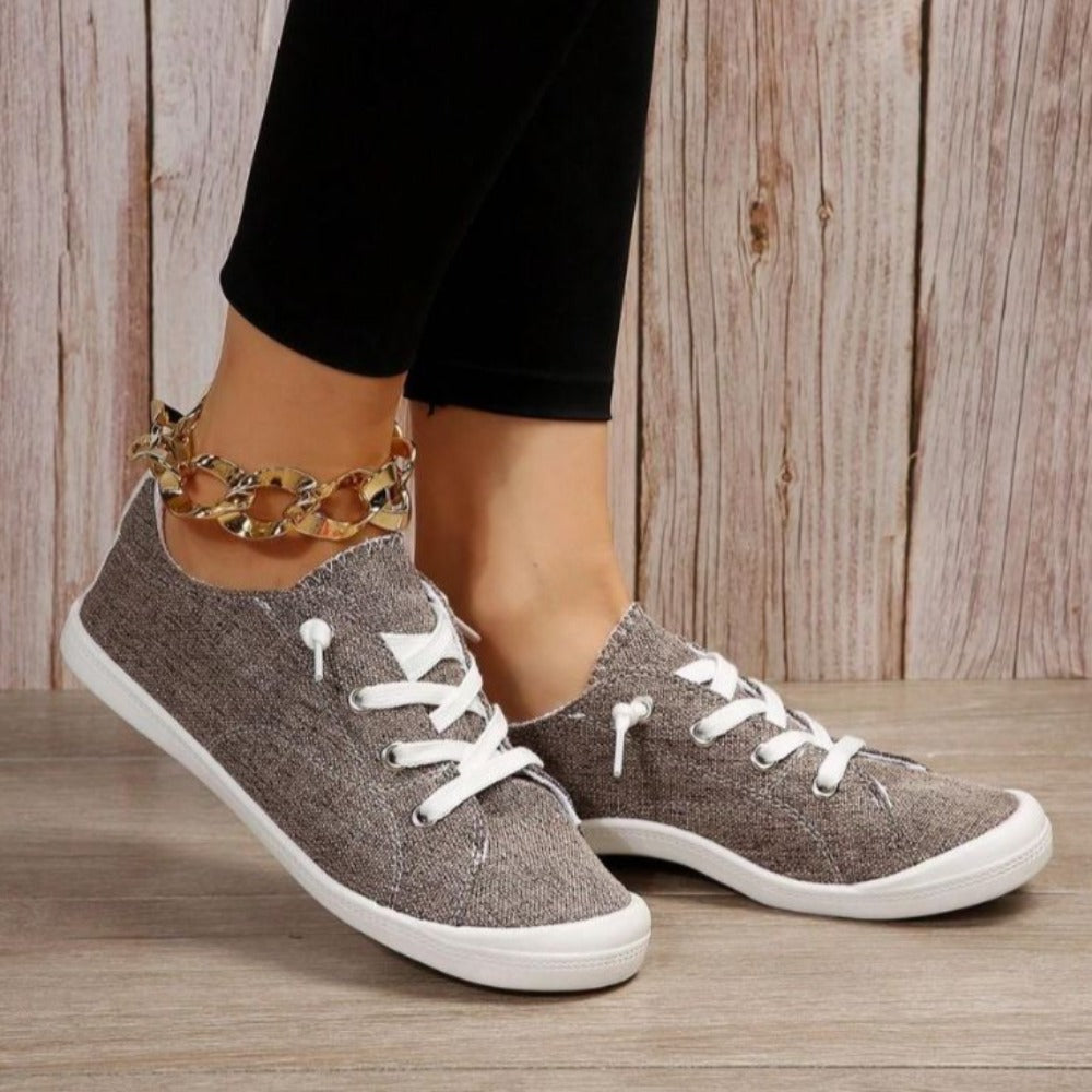 Women Lace Up Design Casual Shoes, Sporty Outdoor Faux Suede Slip-on Shoes