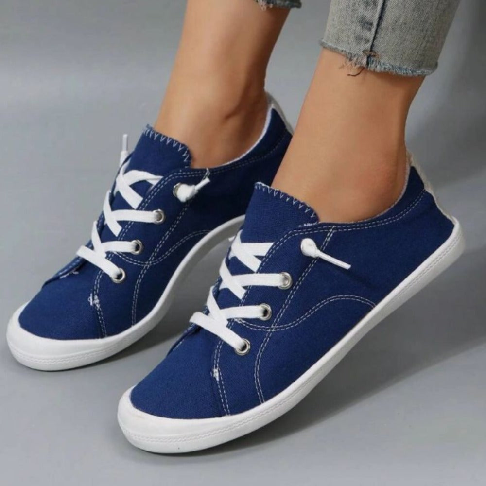 Women Lace Up Design Casual Shoes, Sporty Outdoor Faux Suede Slip-on Shoes