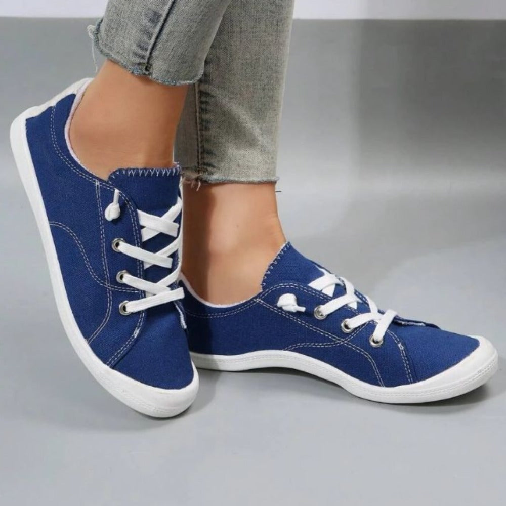 Women Lace Up Design Casual Shoes, Sporty Outdoor Faux Suede Slip-on Shoes