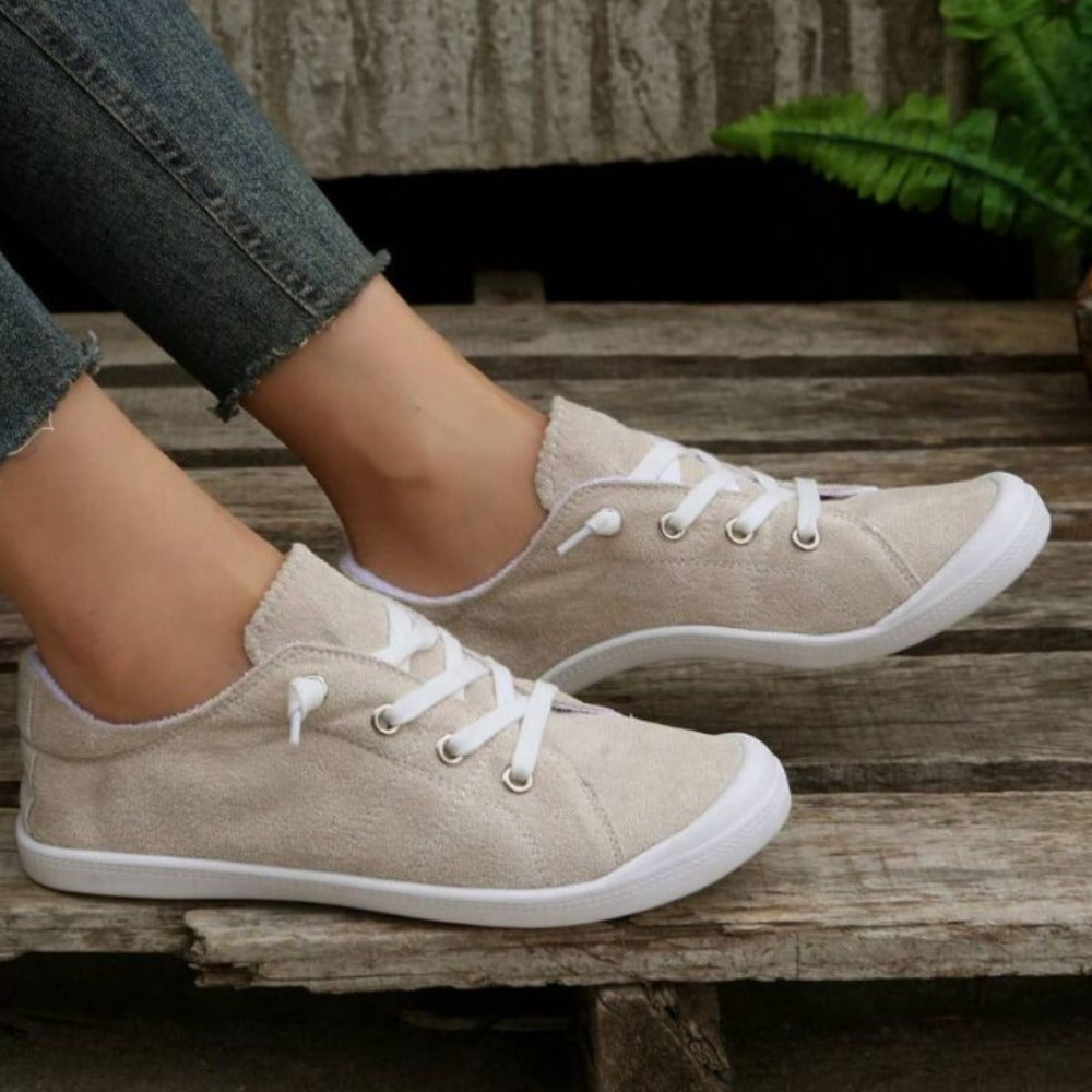 Women Lace Up Design Casual Shoes, Sporty Outdoor Faux Suede Slip-on Shoes
