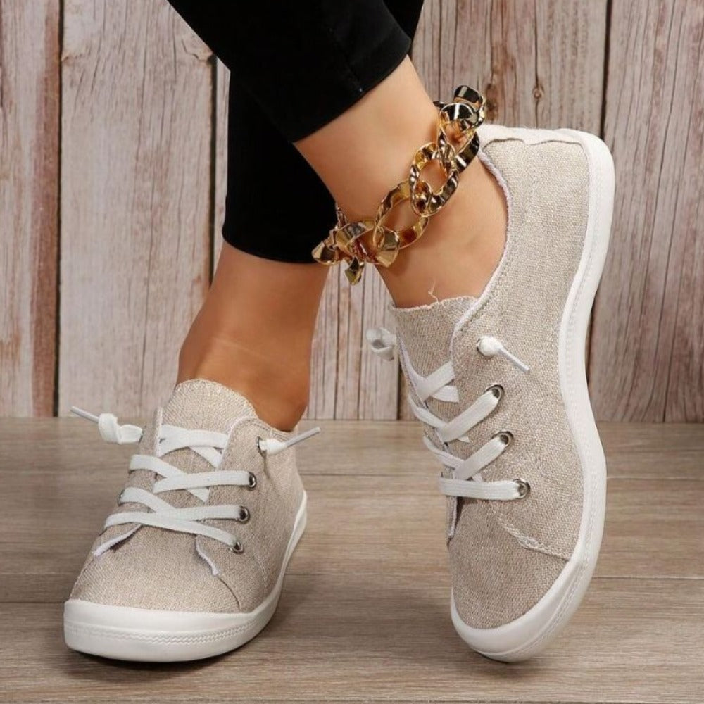 Women Lace Up Design Casual Shoes, Sporty Outdoor Faux Suede Slip-on Shoes