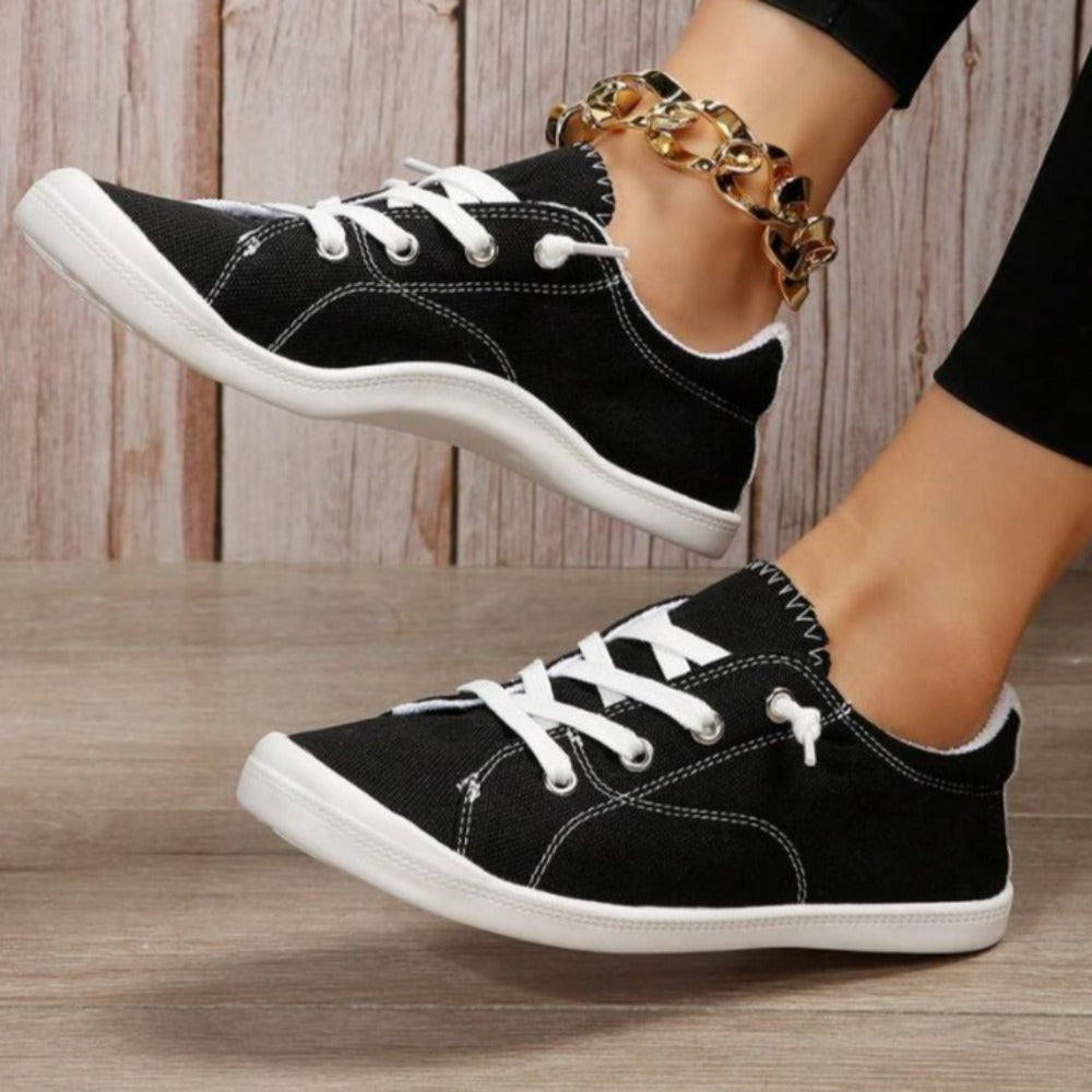 Women Lace Up Design Casual Shoes, Sporty Outdoor Faux Suede Slip-on Shoes