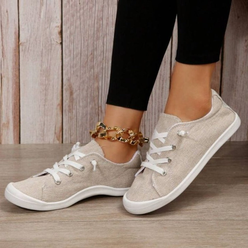 Women Lace Up Design Casual Shoes, Sporty Outdoor Faux Suede Slip-on Shoes