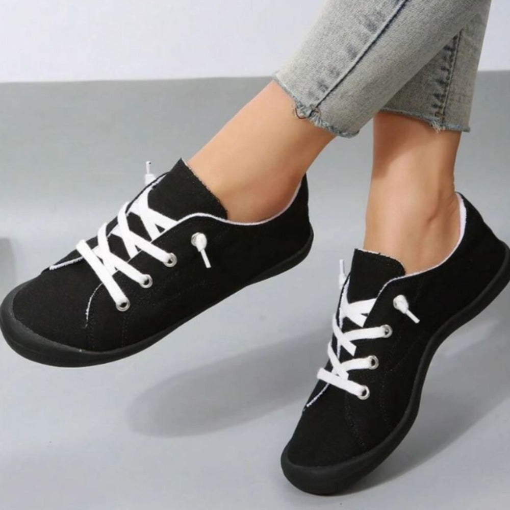 Women Lace Up Design Casual Shoes, Sporty Outdoor Faux Suede Slip-on Shoes