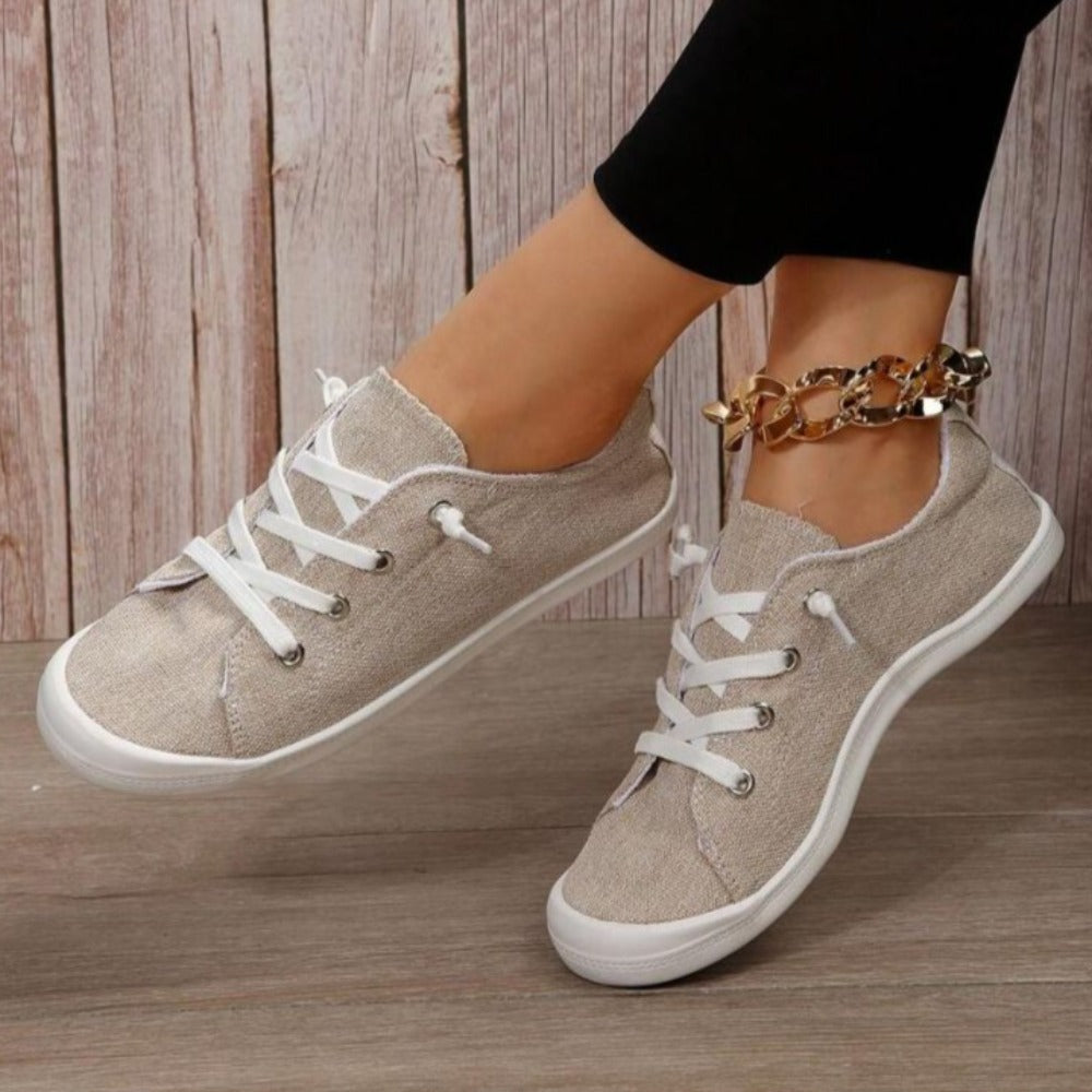 Women Lace Up Design Casual Shoes, Sporty Outdoor Faux Suede Slip-on Shoes