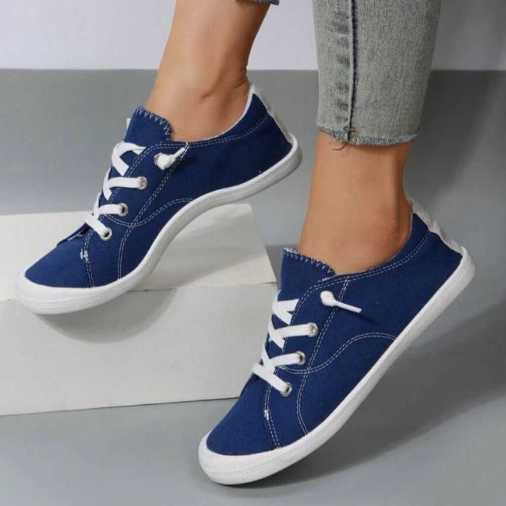 Women Lace Up Design Casual Shoes, Sporty Outdoor Faux Suede Slip-on Shoes