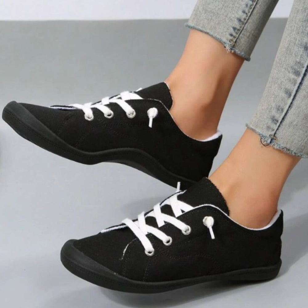 Women Lace Up Design Casual Shoes, Sporty Outdoor Faux Suede Slip-on Shoes