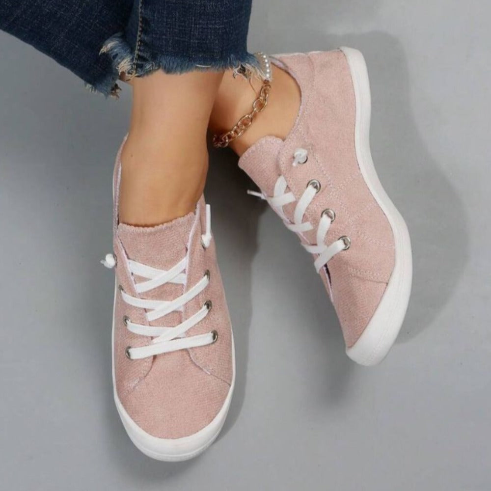 Women Lace Up Design Casual Shoes, Sporty Outdoor Faux Suede Slip-on Shoes
