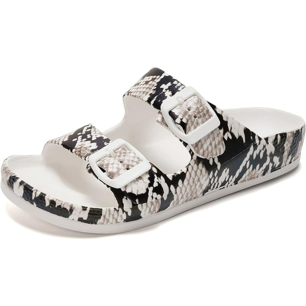 Double Buckle Patterned Sandals