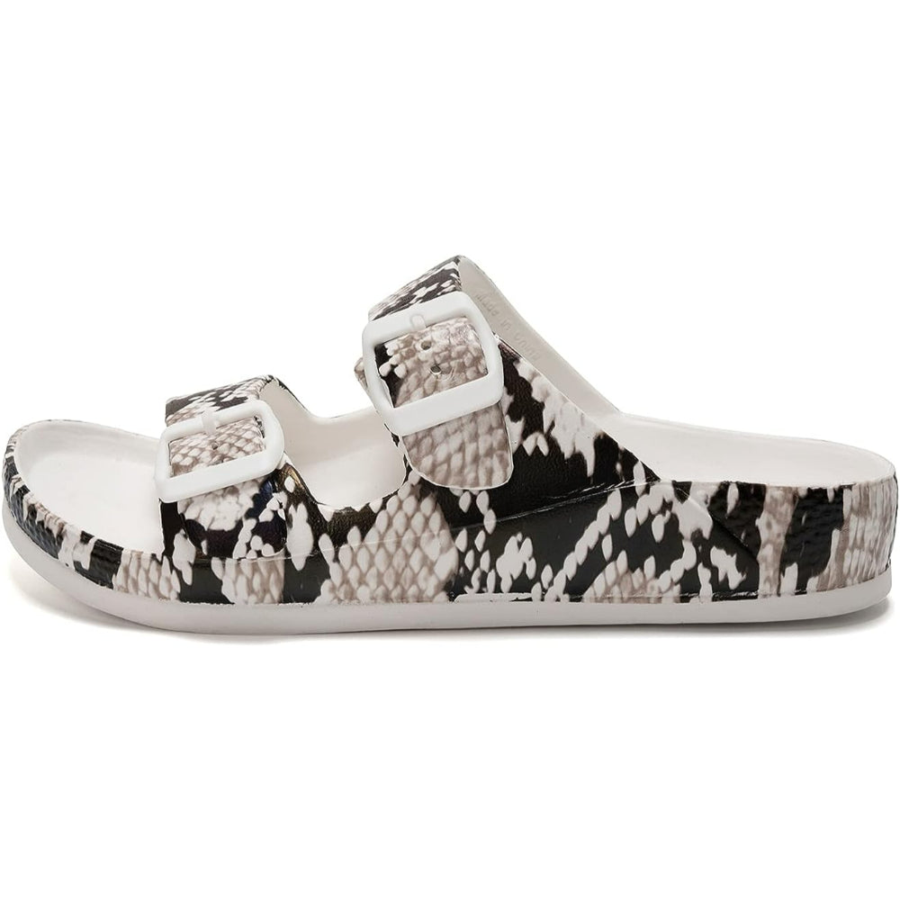 Double Buckle Patterned Sandals