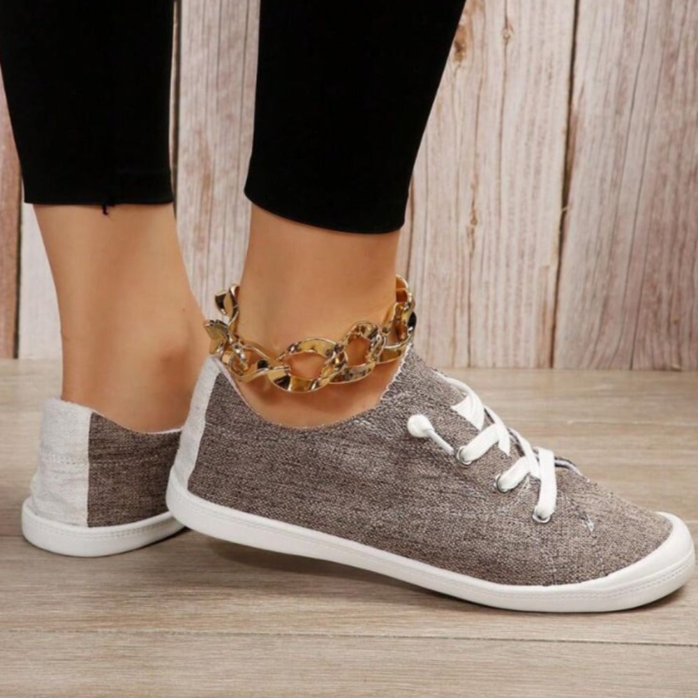 Women Lace Up Design Casual Shoes, Sporty Outdoor Faux Suede Slip-on Shoes