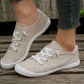 Women Lace Up Design Casual Shoes, Sporty Outdoor Faux Suede Slip-on Shoes