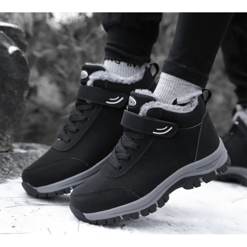 Solid Plush Lace-Up Boots For Men
