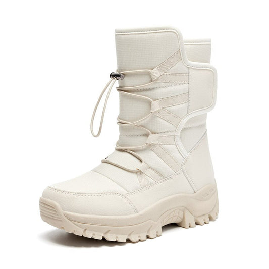 Lace Up High Top Casual Plush Men  Snow Boots