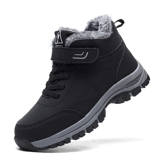 Solid Plush Lace-Up Boots For Men